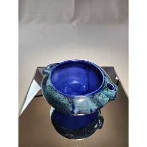 Top Pottery Deep Blue Ocean Fluted Bowl Hanging Pot Home Decor Vintage